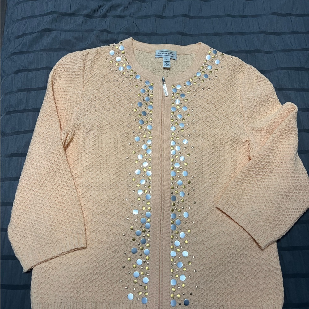 Stunning! ST JOHN Knit Sequin Sweater Blazer Jacket Size P.